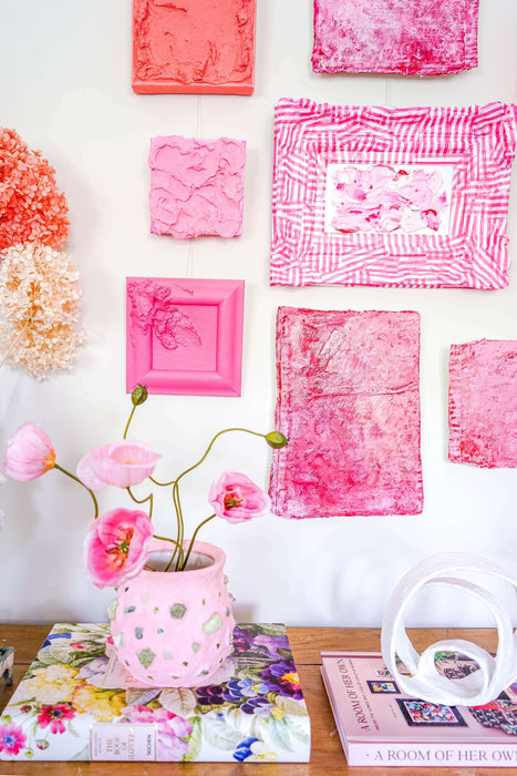 Textured 3D Art - Pink Bits Gallery Wall