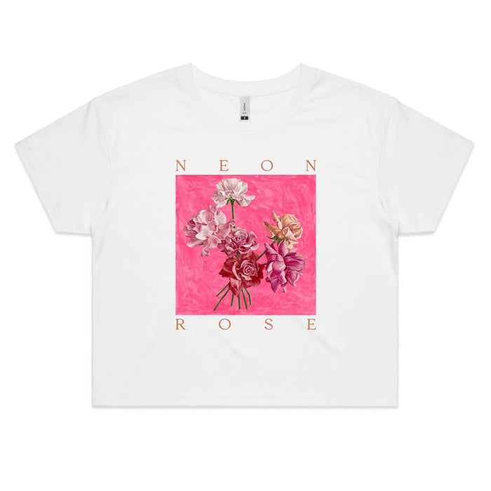 Crop Tee in Neon Rose
