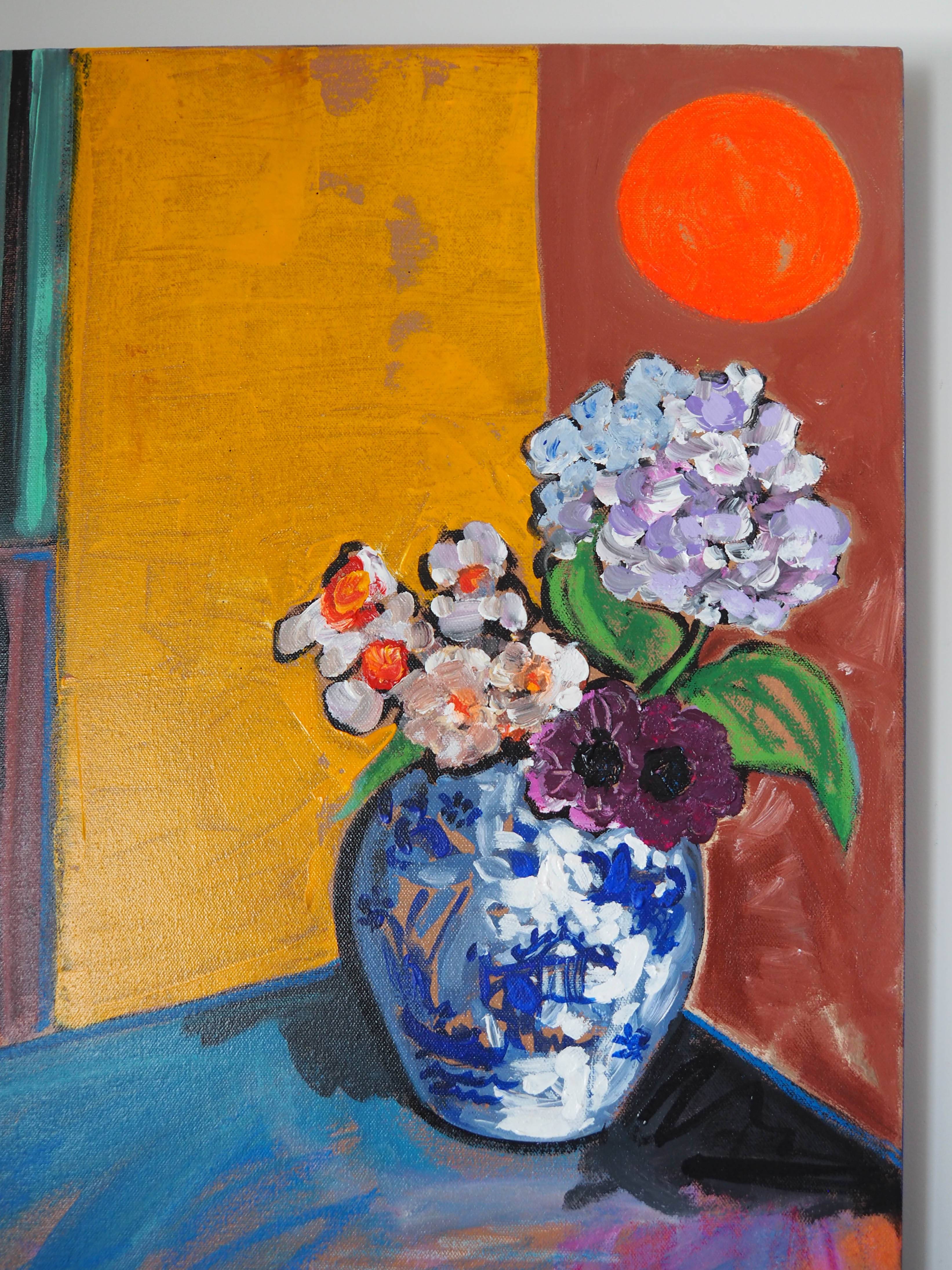 Fleurs et Soleil Couchant