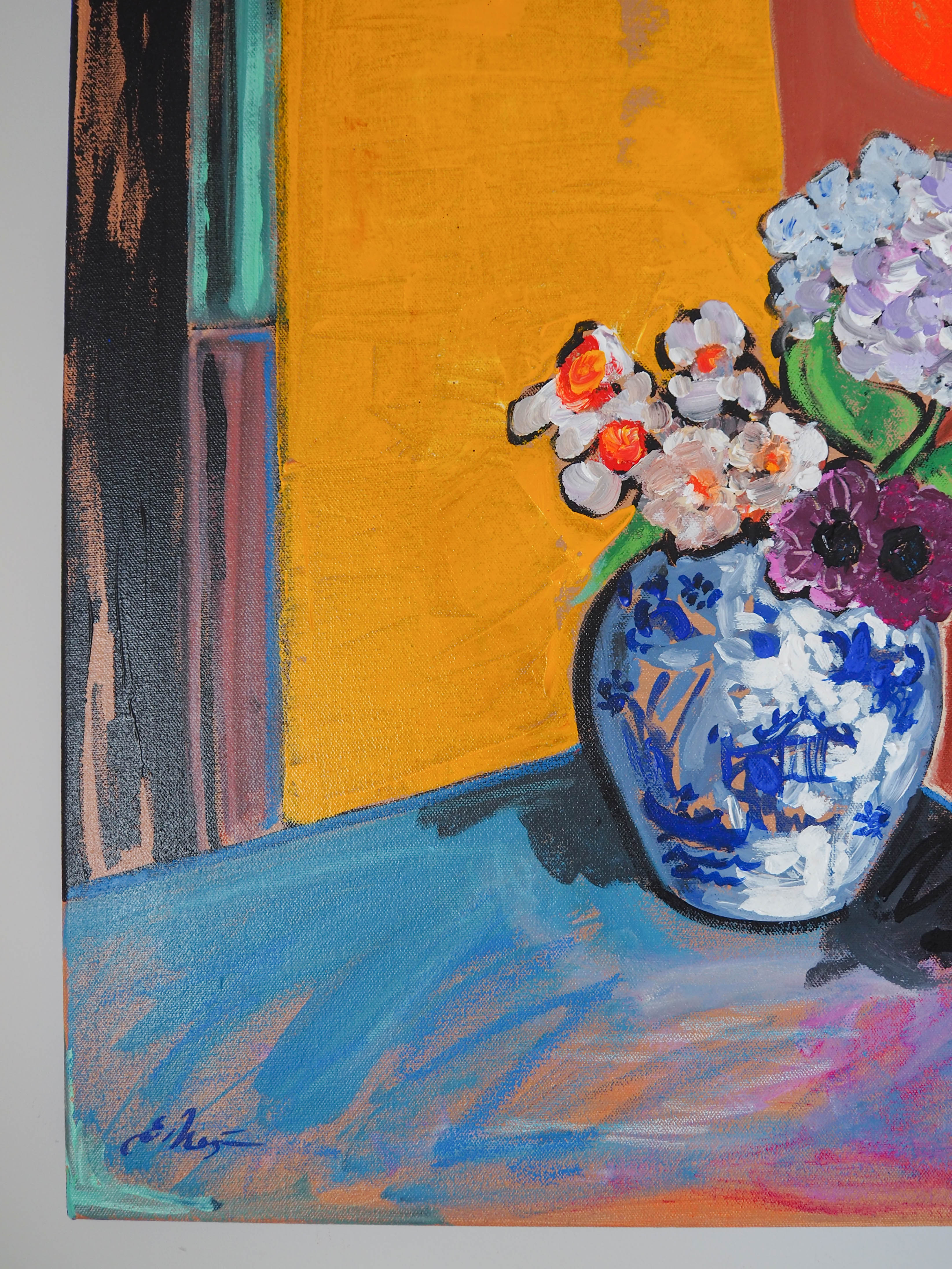 Fleurs et Soleil Couchant