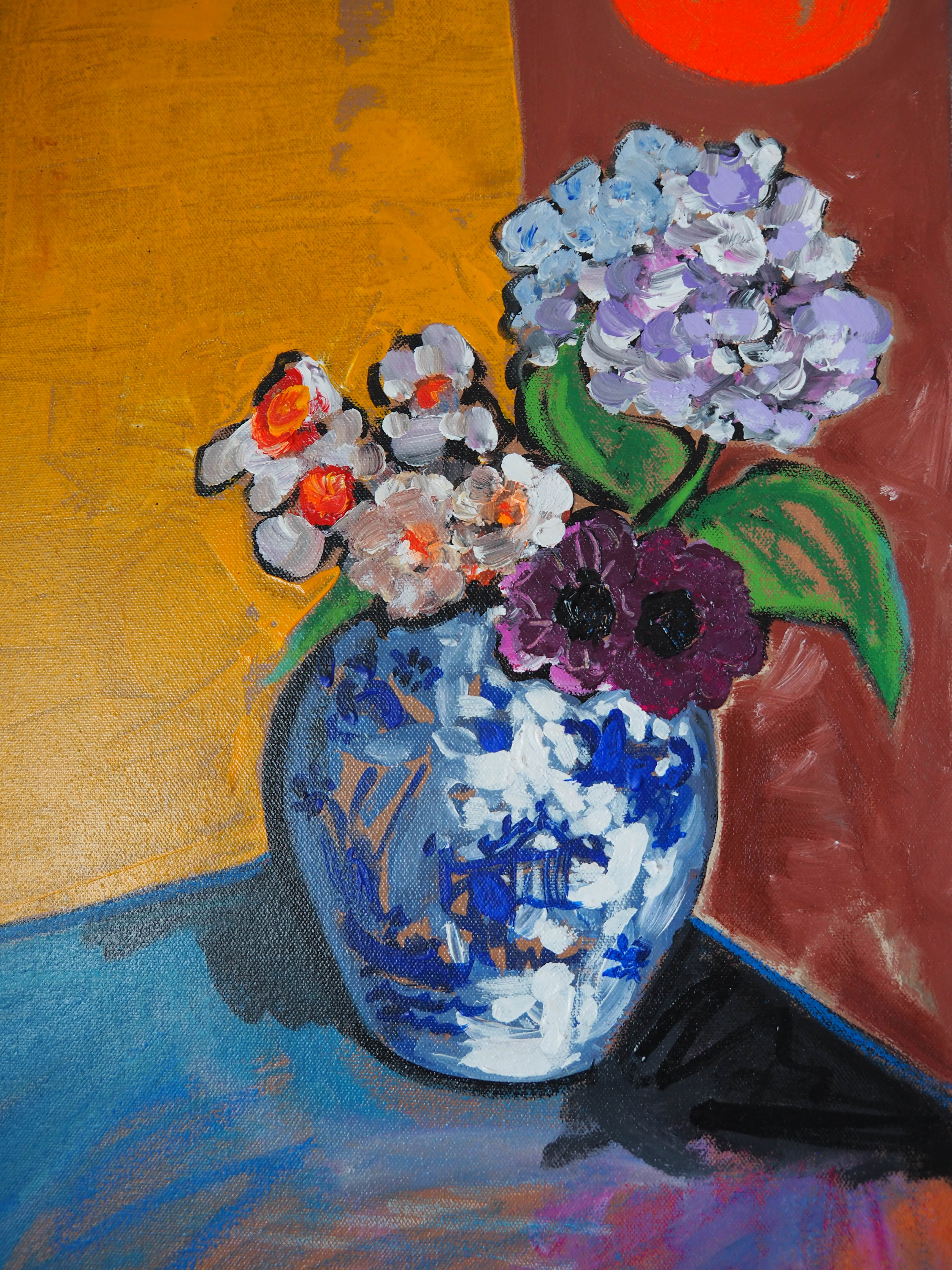 Fleurs et Soleil Couchant