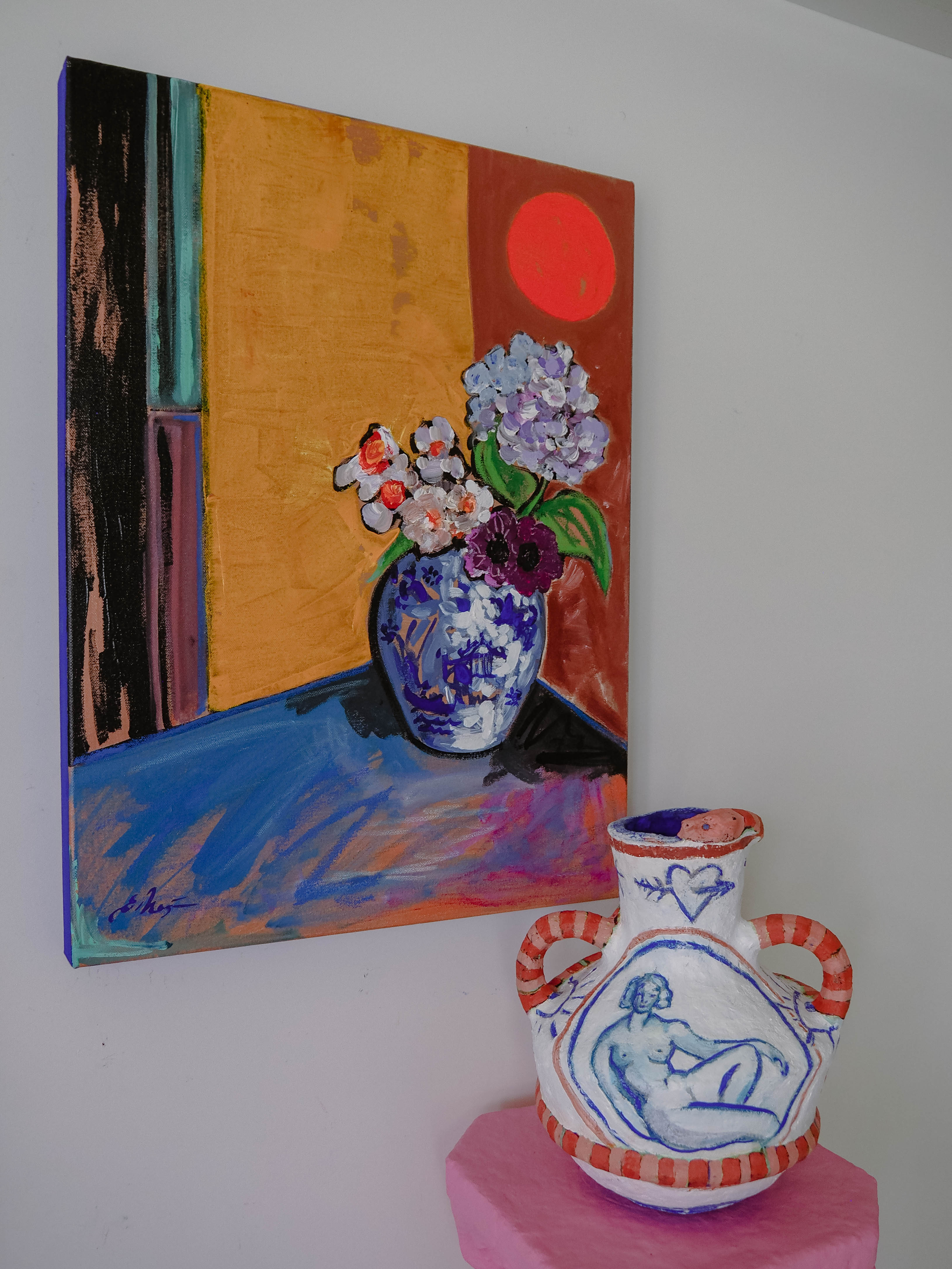 Fleurs et Soleil Couchant