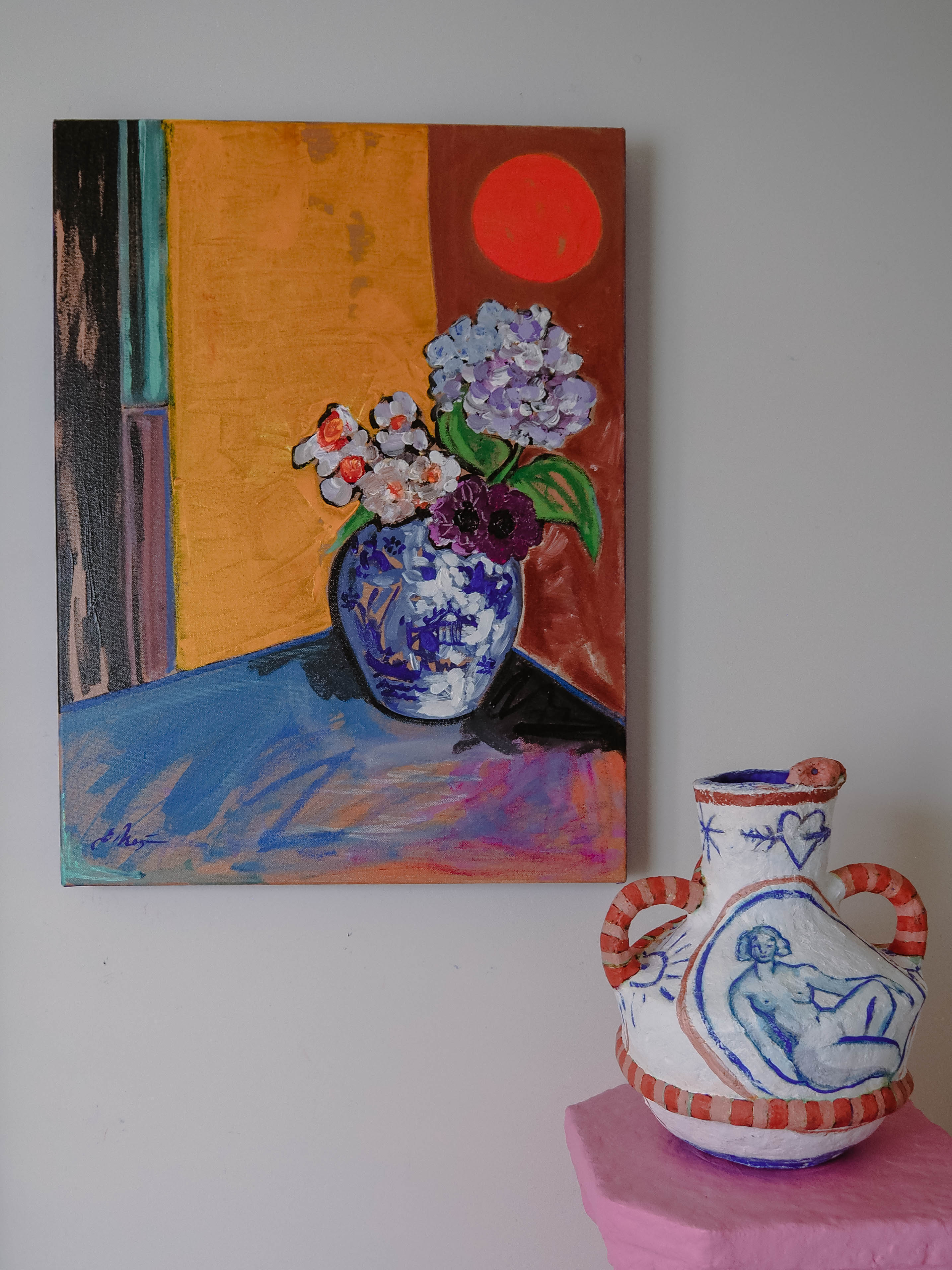 Fleurs et Soleil Couchant