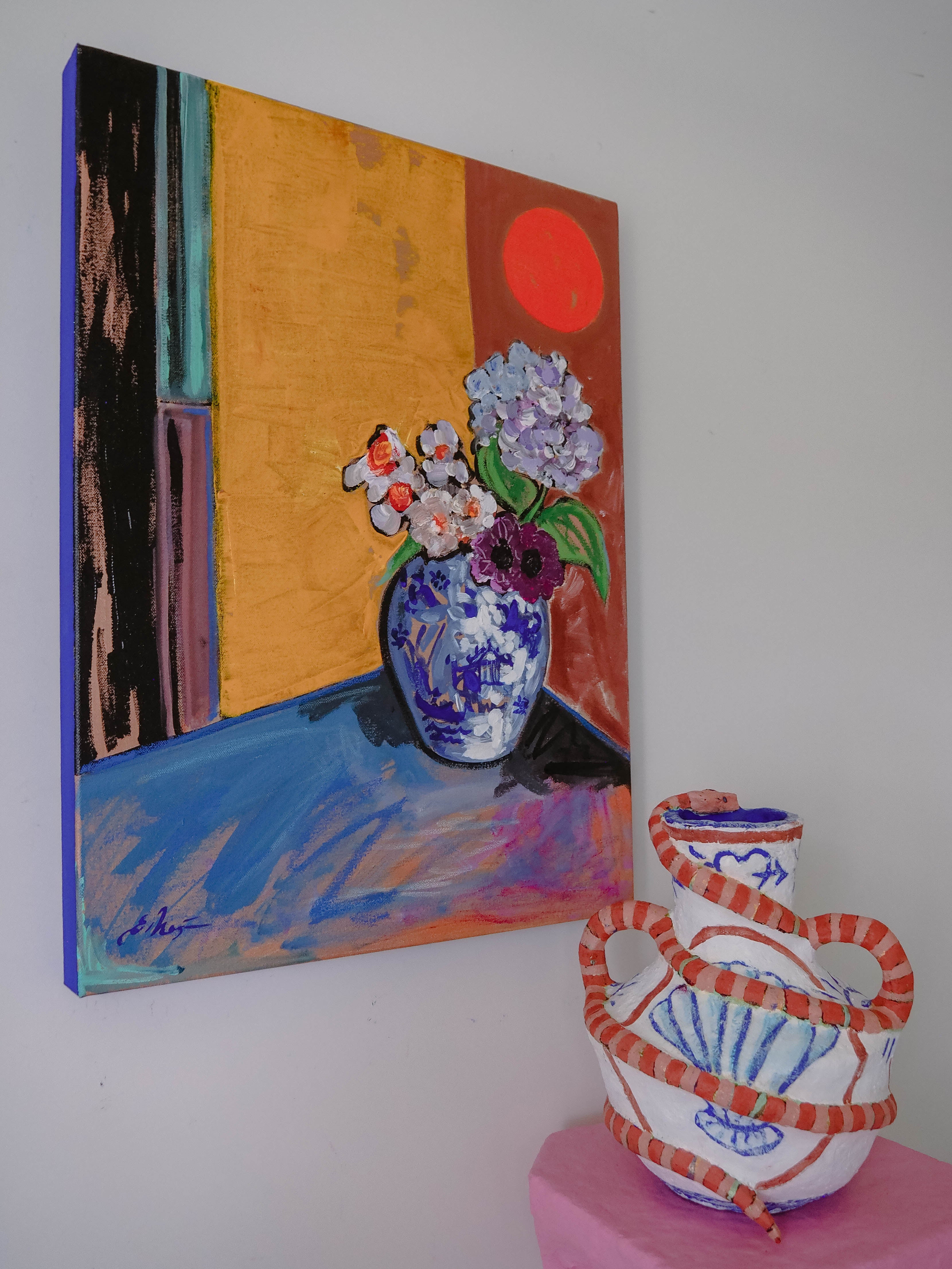 Fleurs et Soleil Couchant