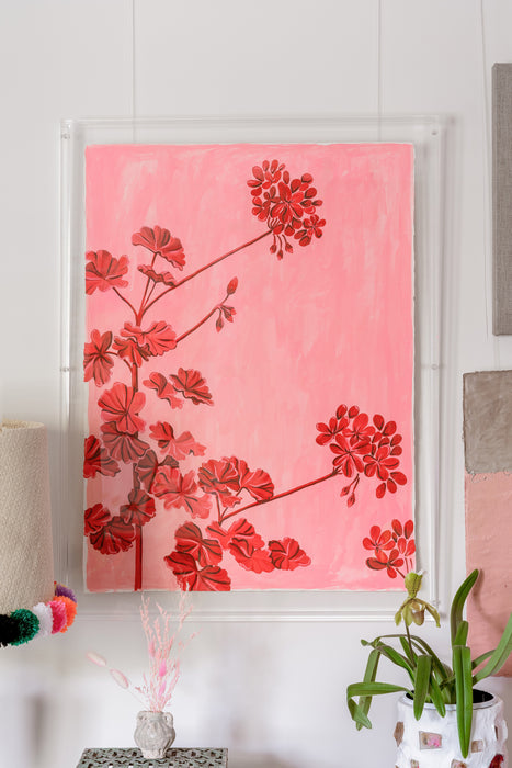 Gallery Wall - Ready to Hang - Geraniums on Pink