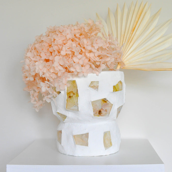 Preserved Flowers In Resin - White Cermamic Vase