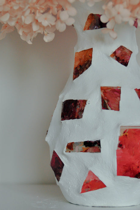 Mosaic Vase Detail - White Ceramic
