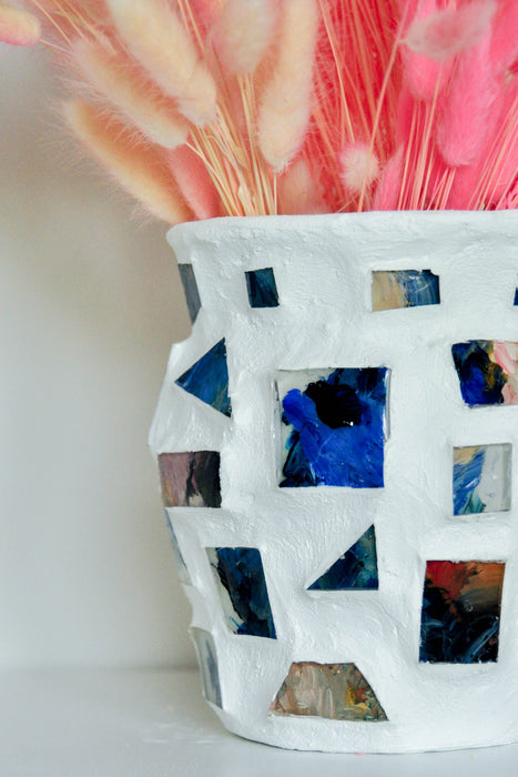 White Plaster Contemporary Vessel