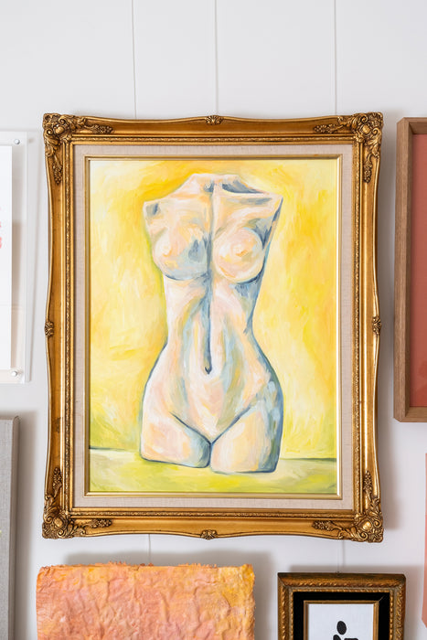 Female Figure Candle - Original Artwork - Vintage Frame