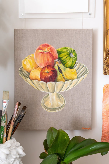Original Art - Fruit Bowl - Oil on Raw Linen