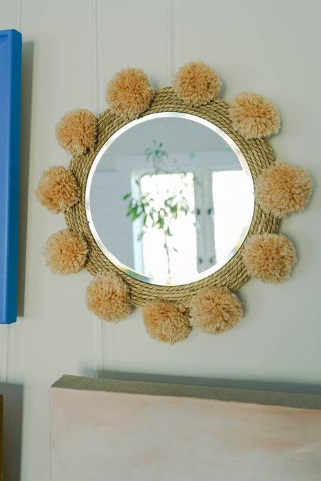 Sienna Terre Gallery Wall - Mirror with Raffia and Pom Poms