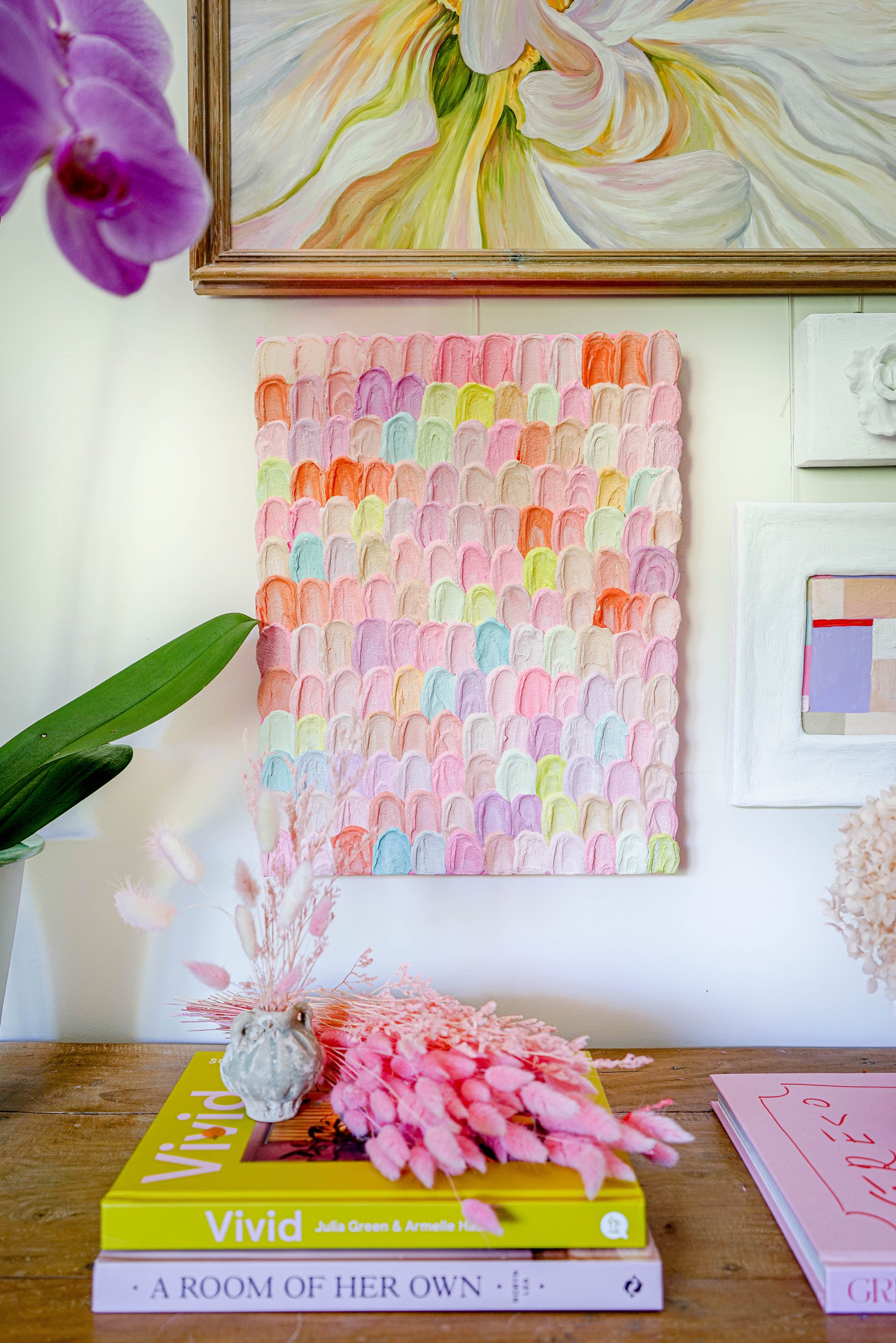 Textured 3D Art - Layered Neon Colours - Flower Petals