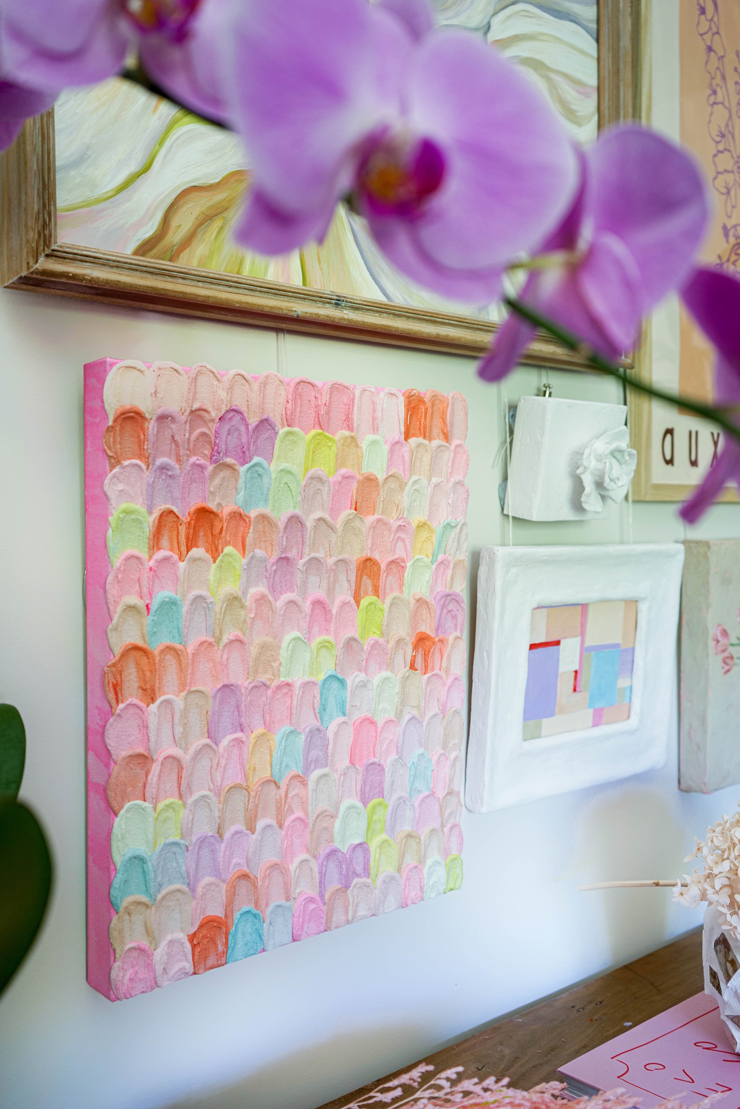 Textured 3D Art - Layered Neon Colours - Flower Petals