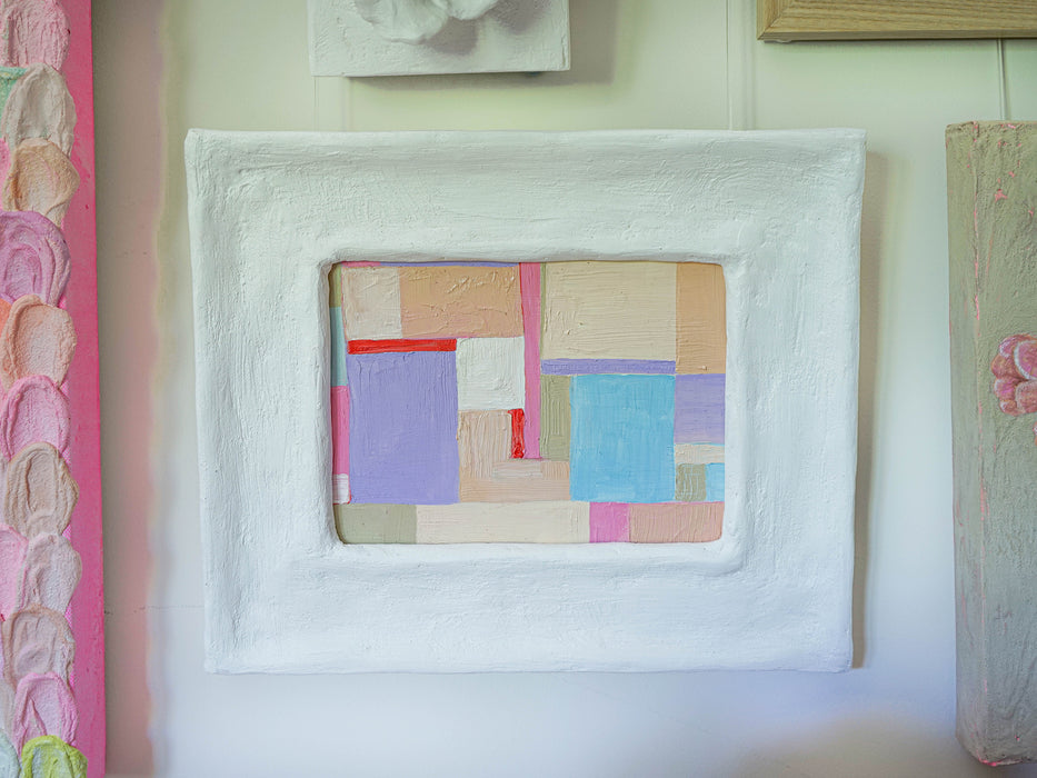 Pastel Abstract - Lilac - Peach - Pink - Red - Custom White Plaster Frame