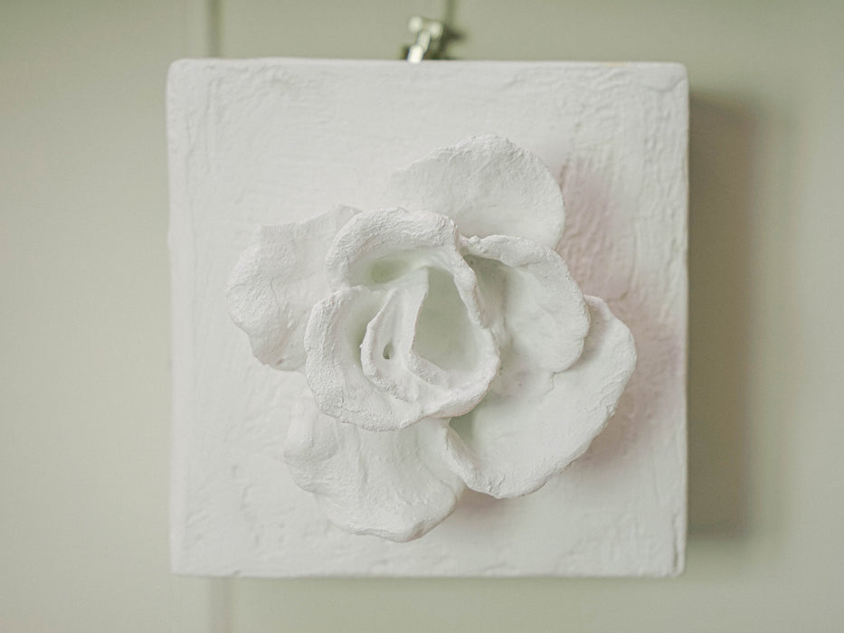 White Plaster Rose - Sculptural Artwork