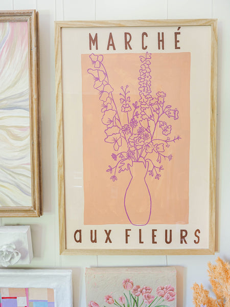 Marché aux Fleurs - Floral Line Art Poster