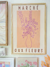 Flower Market Art Poster - Peach Pink and Magenta Minimal Line Art