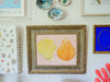 Textured Scallop Shell Art Yellow and Orange in Vintage Frame