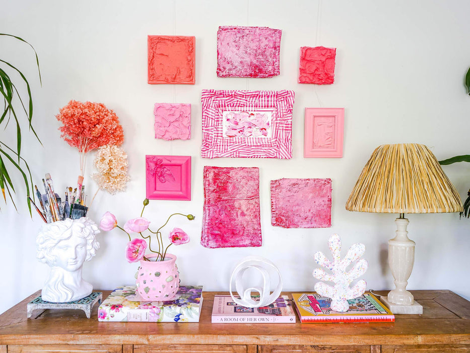 Textured 3D Art - Pink Bits Gallery Wall
