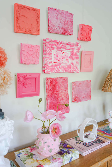 Textured 3D Art - Pink Bits Gallery Wall