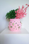 Pink Mosaic Vase with Jade Greenstone Peridot & Chrysoprase