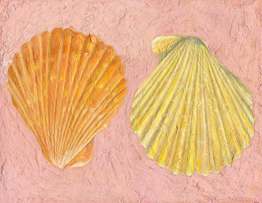 Textured Scallop Yellow Orange Shell Artwork