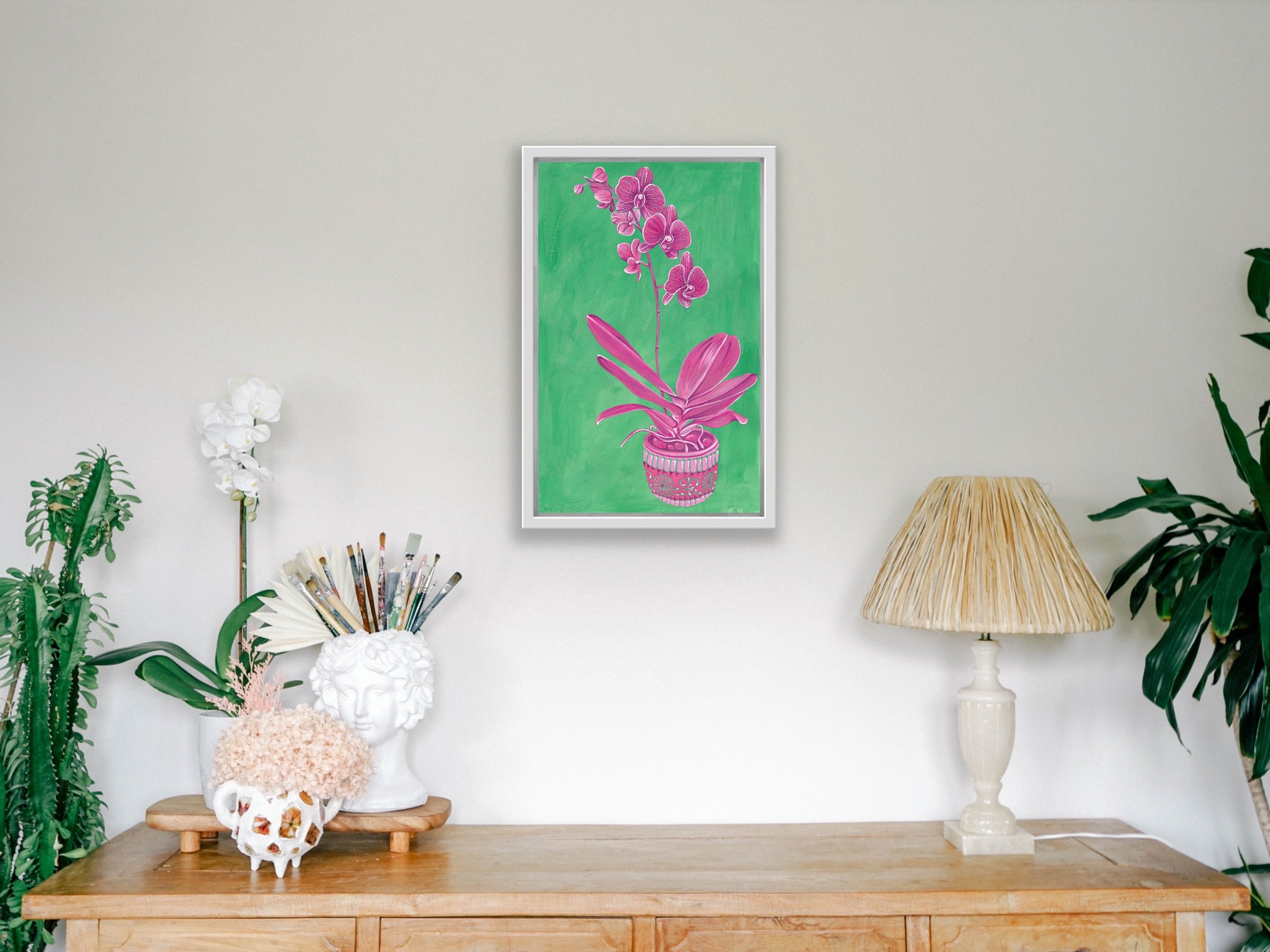 Affordable Print - Pink - Green - Orchid - Canvas Medium