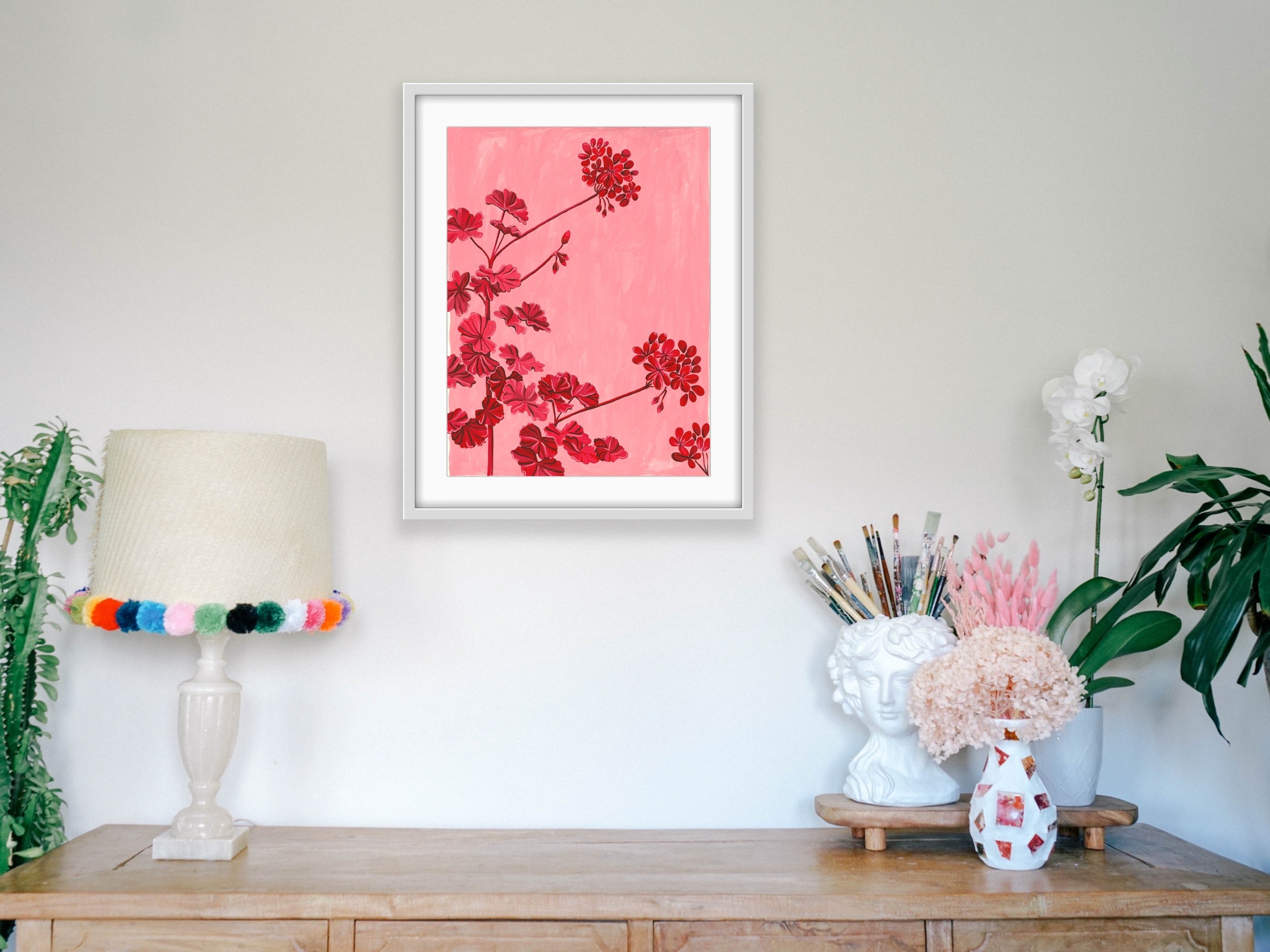 Wall Art Australia - Pink Gerniums - Hemp Medium