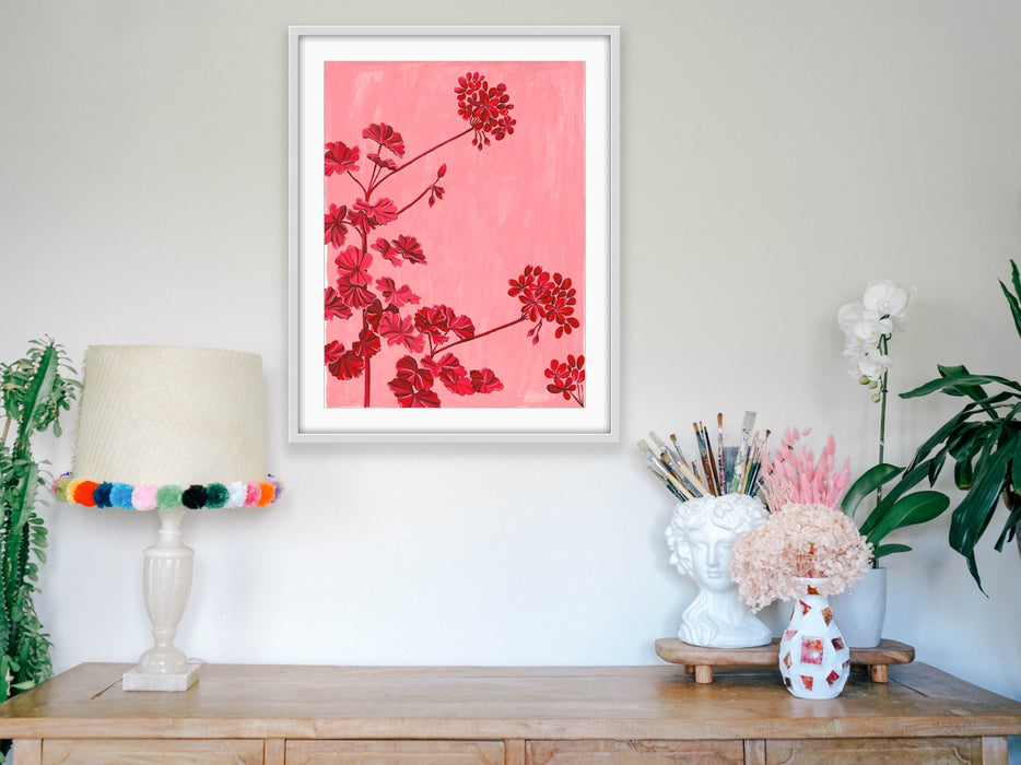 Wall Art Australia - Pink Gerniums - Hemp Large
