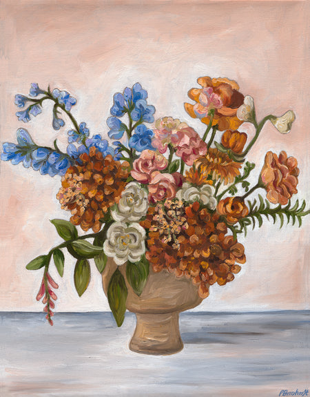 Earthy Palette Toned Floral Bouquet with Blue Highlight