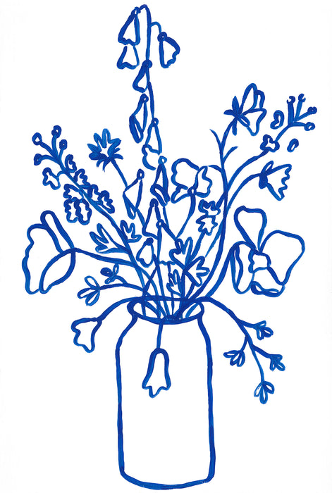 Sienna Terre Gallery Wall - Blue and White Line Drawing Floral Posy