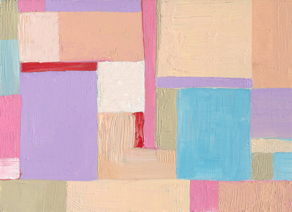 Pastel Abstract Squares Lilac Peach Pink Red 