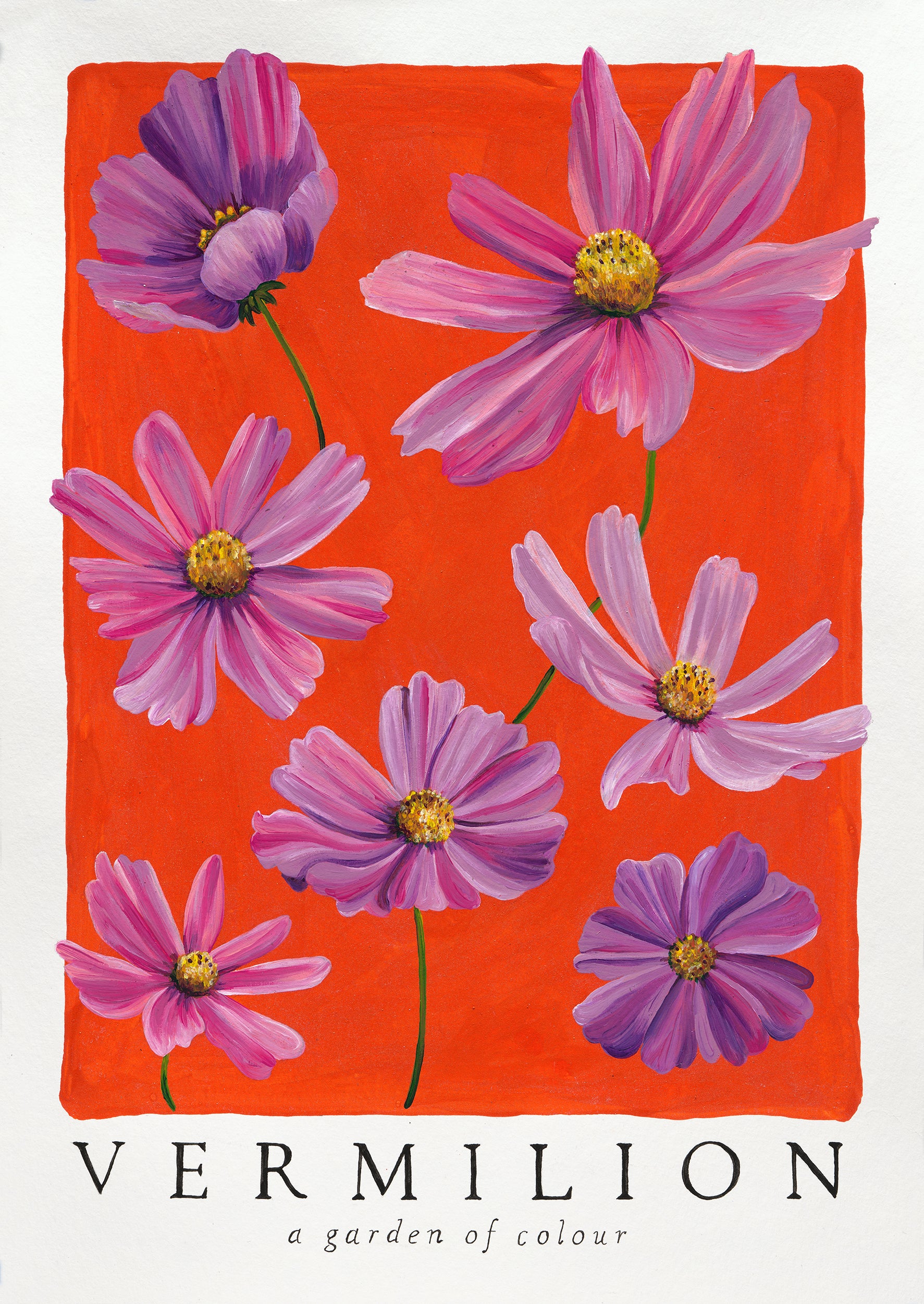 Vermilion Art Poster - Magenta Cosmos - Colour Bloom