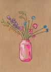 Simple Colourful Floral Posy in Vase - Art Poster