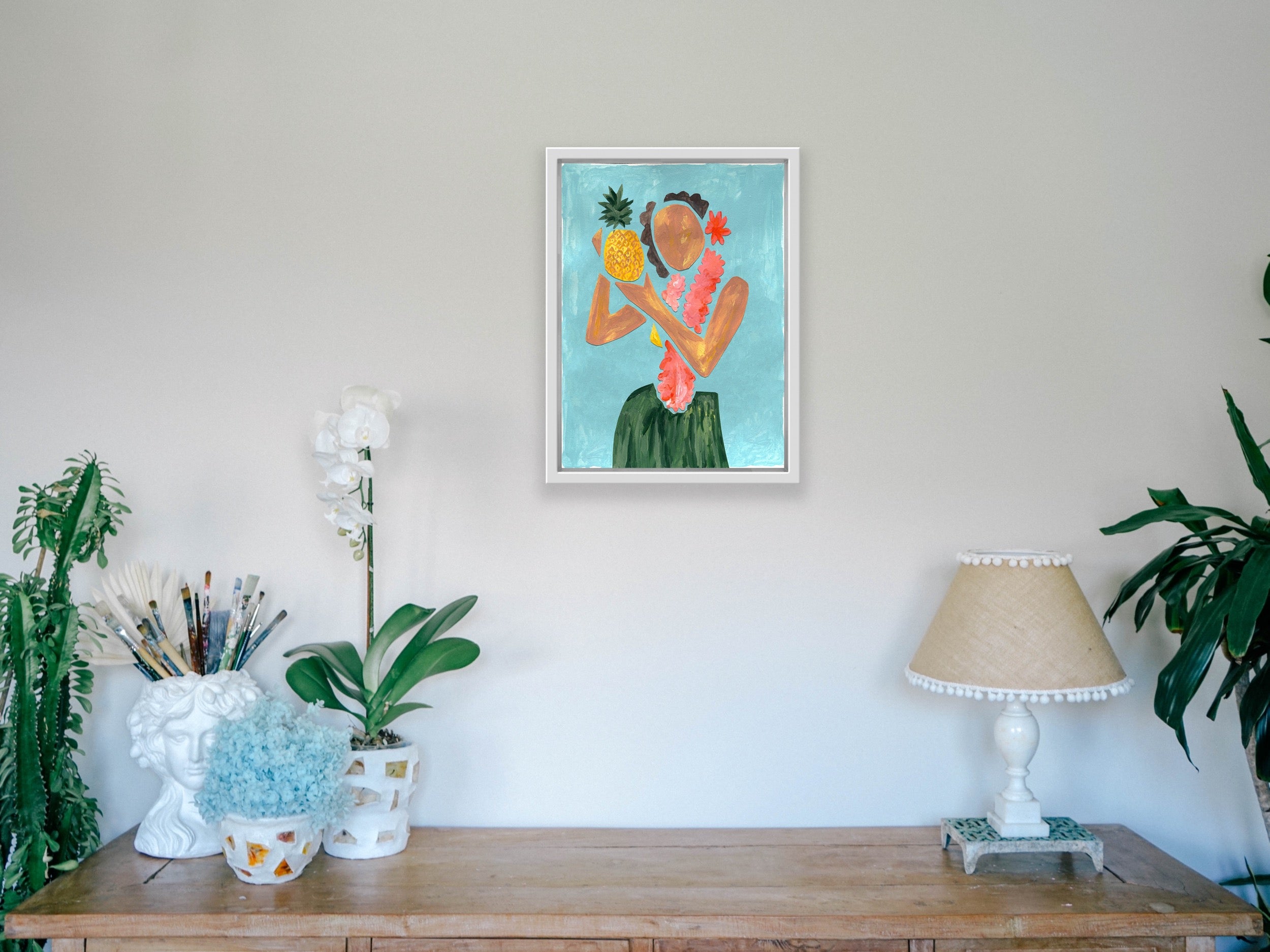 Affordable Wall Art - Girl with Pineapple -Medium Canvas