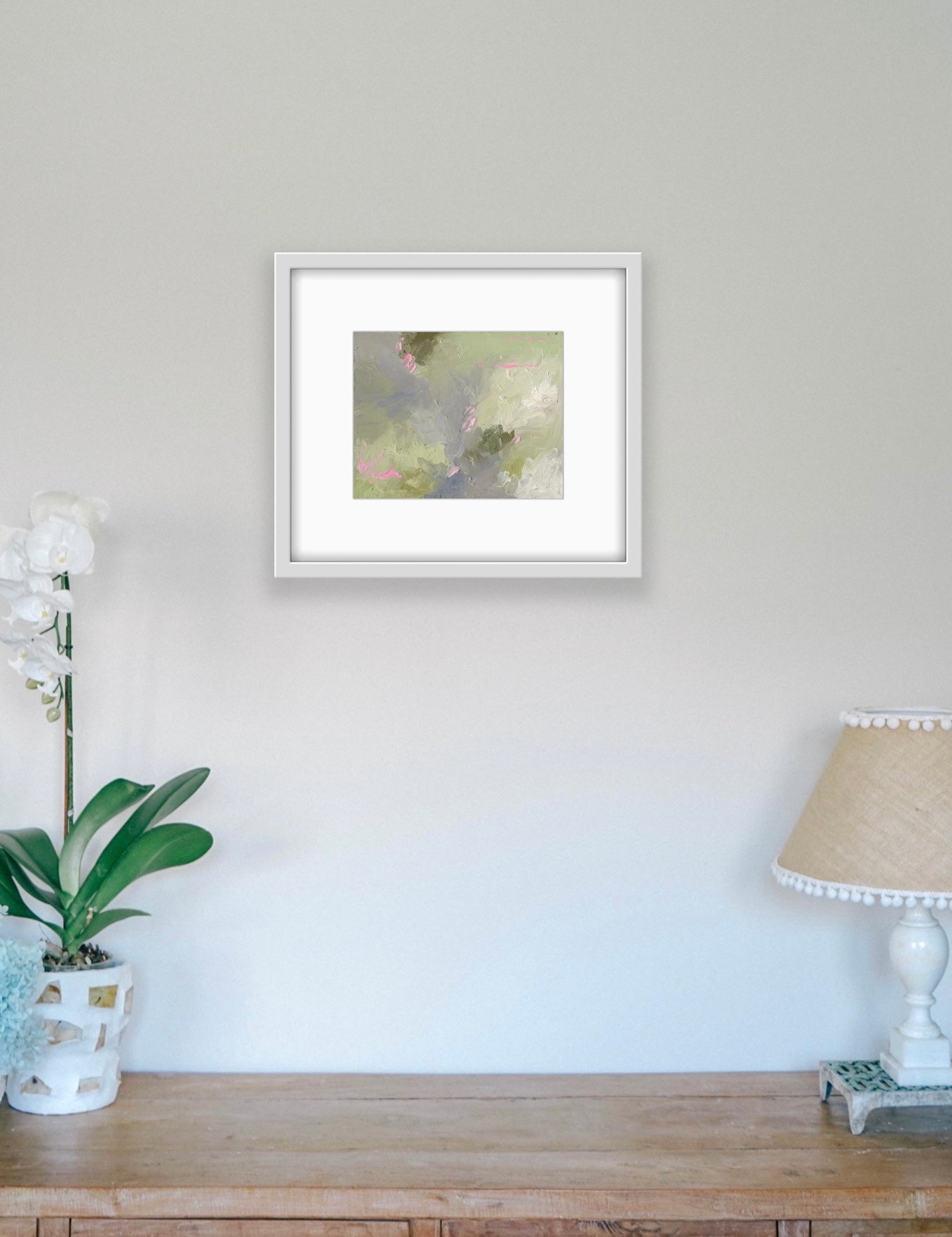 Soft Green Grey and Pink Pop Abstract - Limited Edition Hemp Small