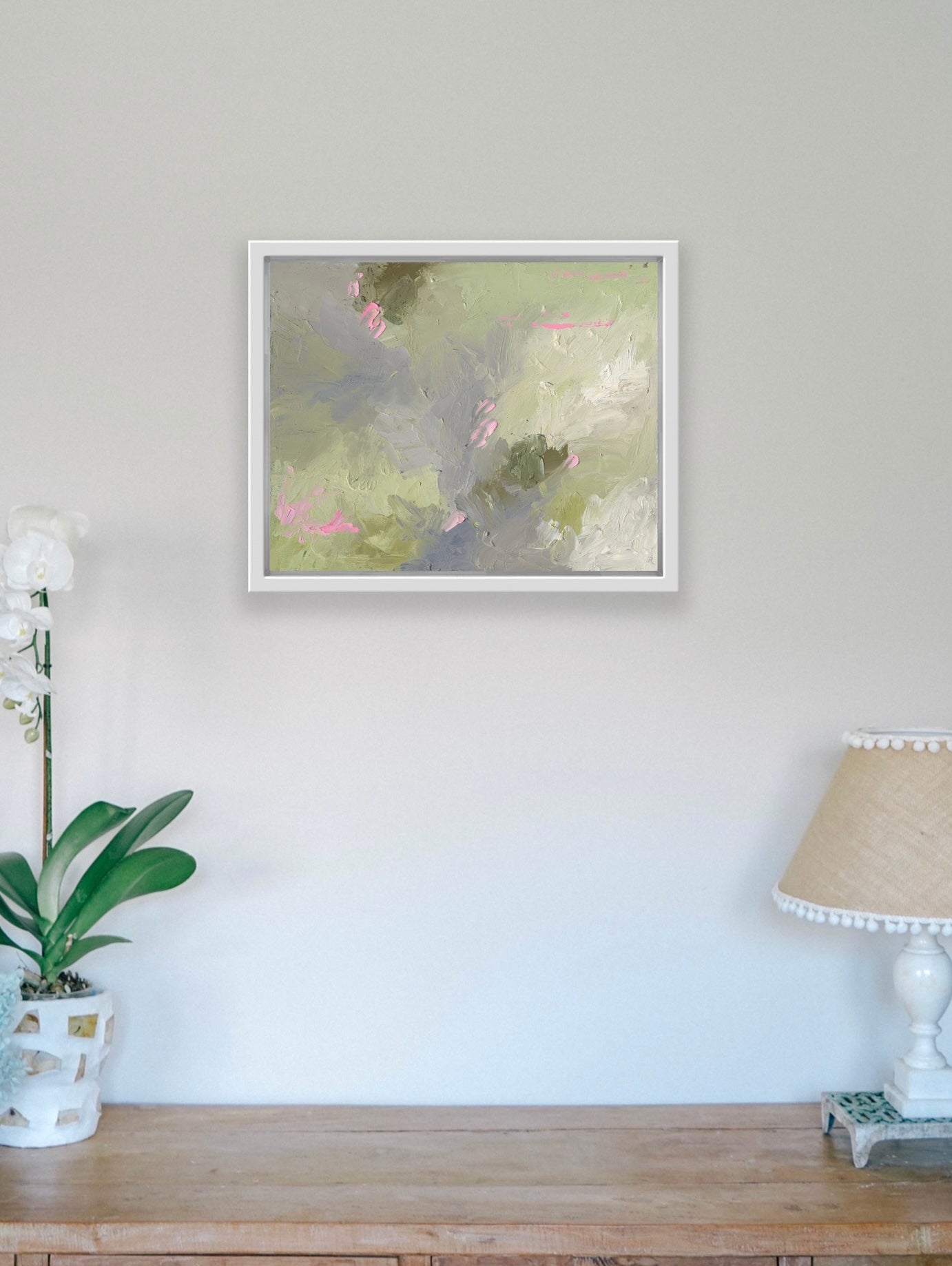 Soft Green Grey and Pink Pop Abstract - Limited Edition Canvas Large
