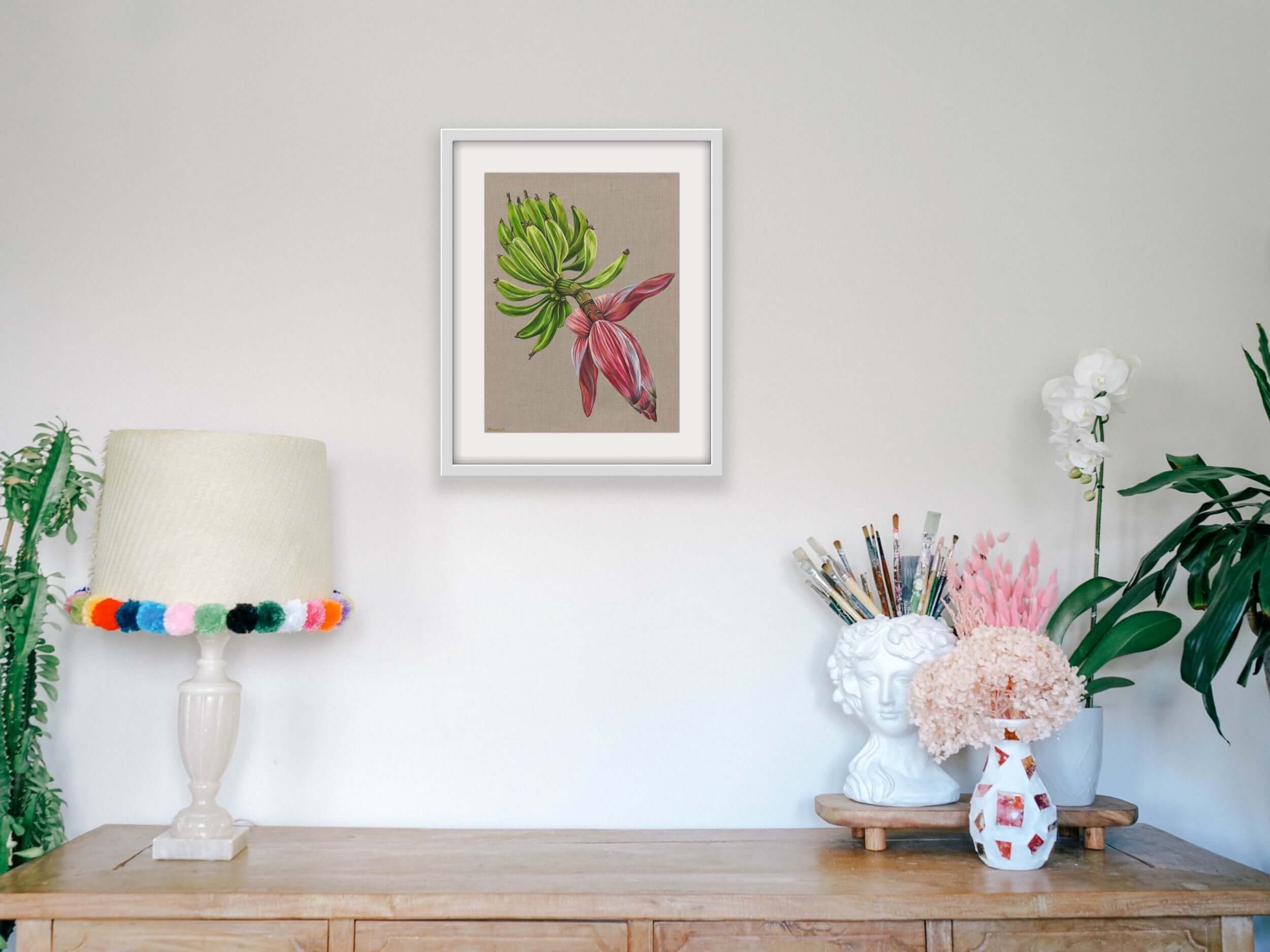 Banana Blossom Oil on Raw Linen Canvas - Print Hemp Small