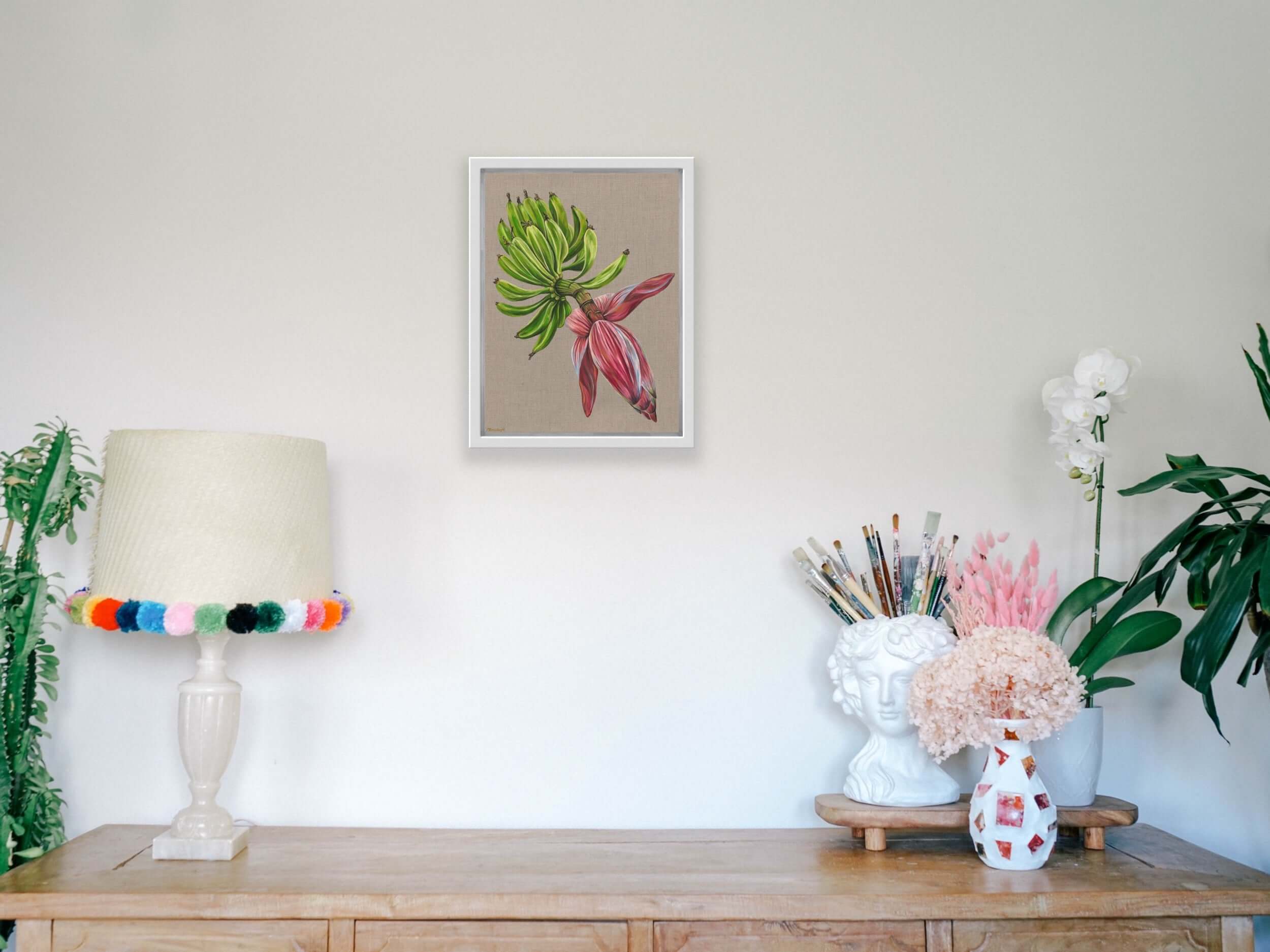 Banana Blossom Oil on Raw Linen Canvas - Print Canvas Small