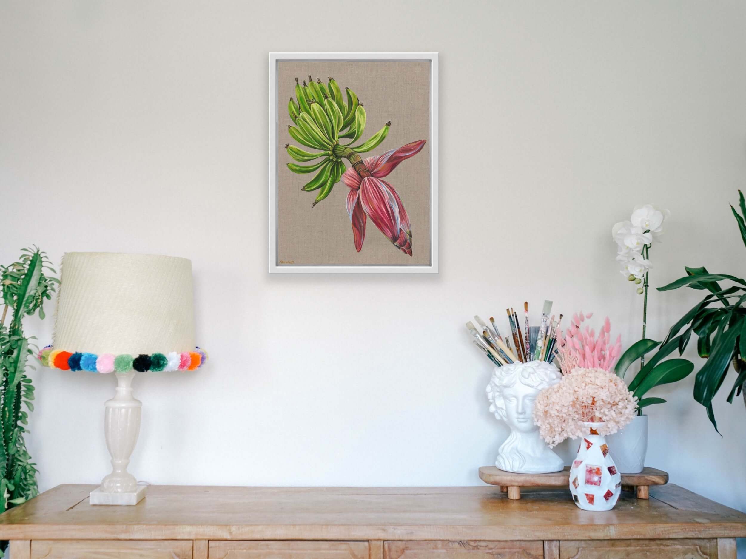 Banana Blossom Oil on Raw Linen Canvas - Print Canvas Large