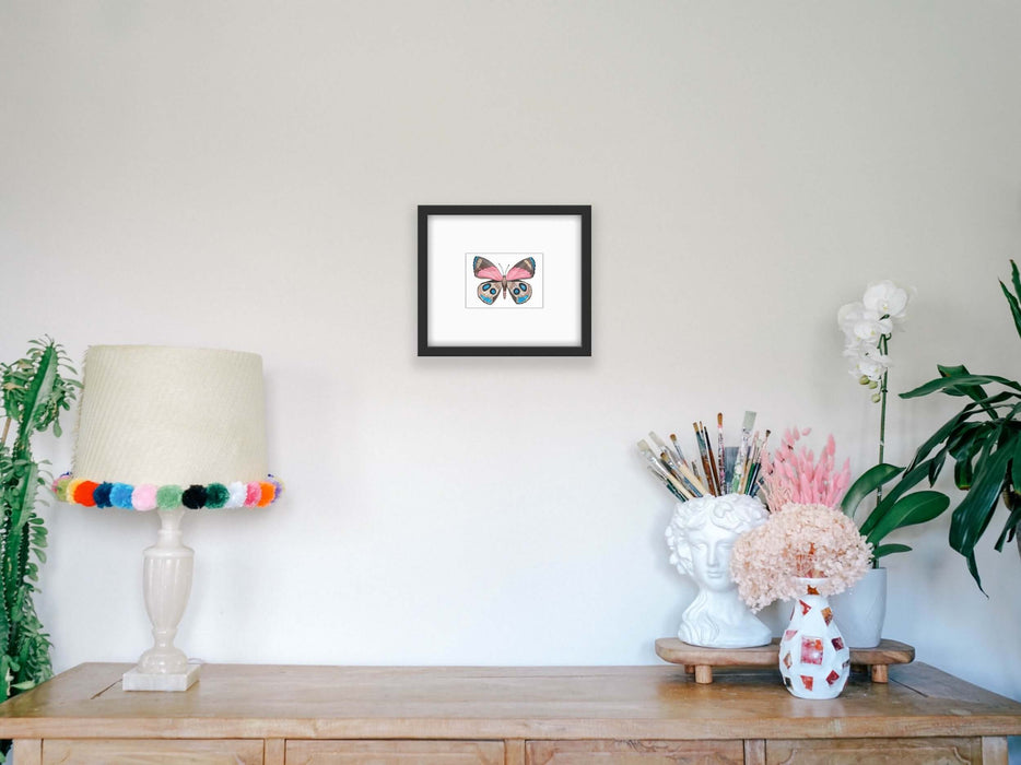 Blue and Pink Watercolour Butterfly - Limited Edition Print - Small Hemp