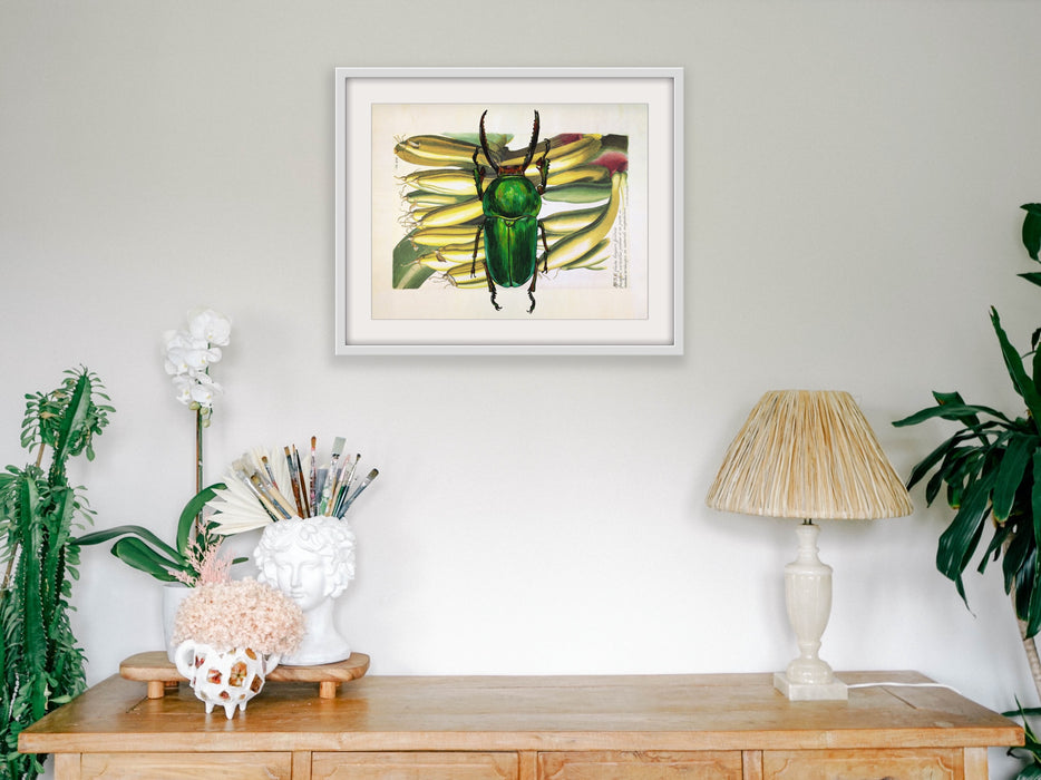 Green Stag Beetle Vintage Botanical - Limited Edition Hemp Large