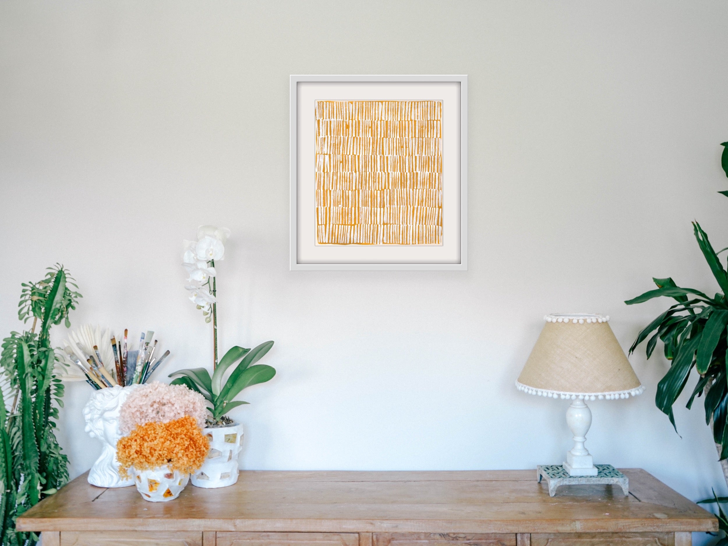 Yellow Ochre and White Graphic Print - Limited Edition - Hemp Small