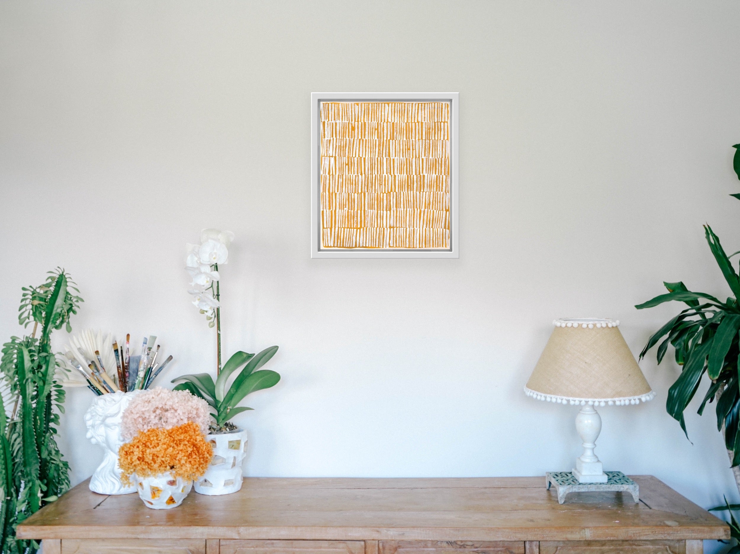 Yellow Ochre and White Graphic Print - Limited Edition - Canvas Small