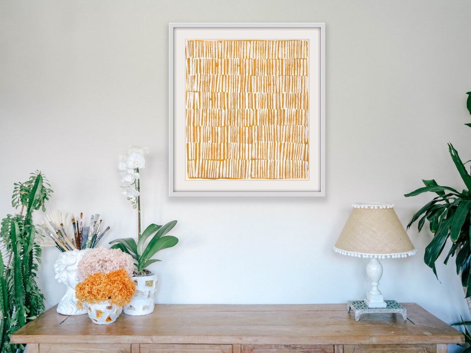 Yellow Ochre and White Graphic Print - Limited Edition - Hemp Large