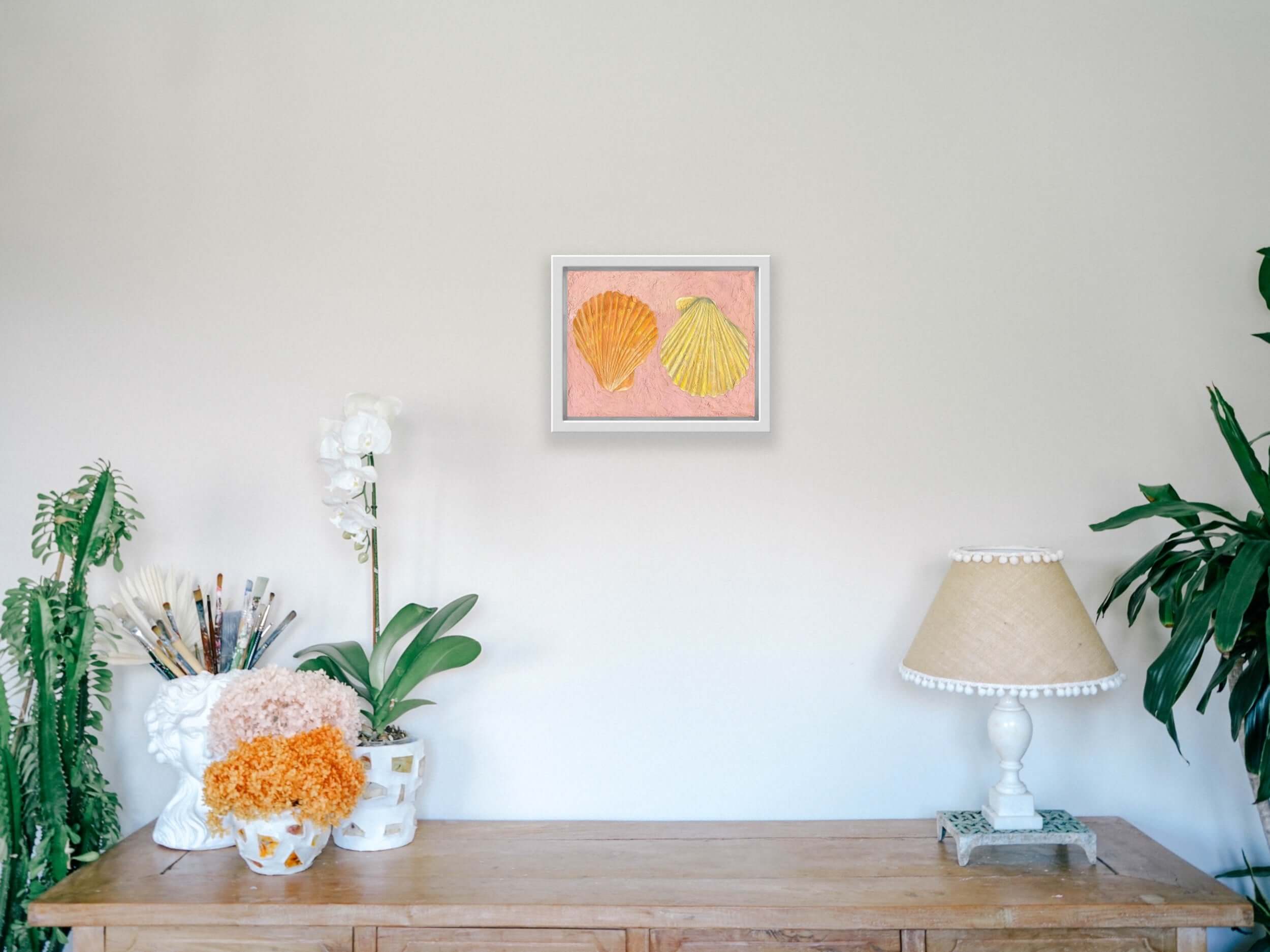 Austral Scallop - Orange Yellow Pink Shells - Canvas Small