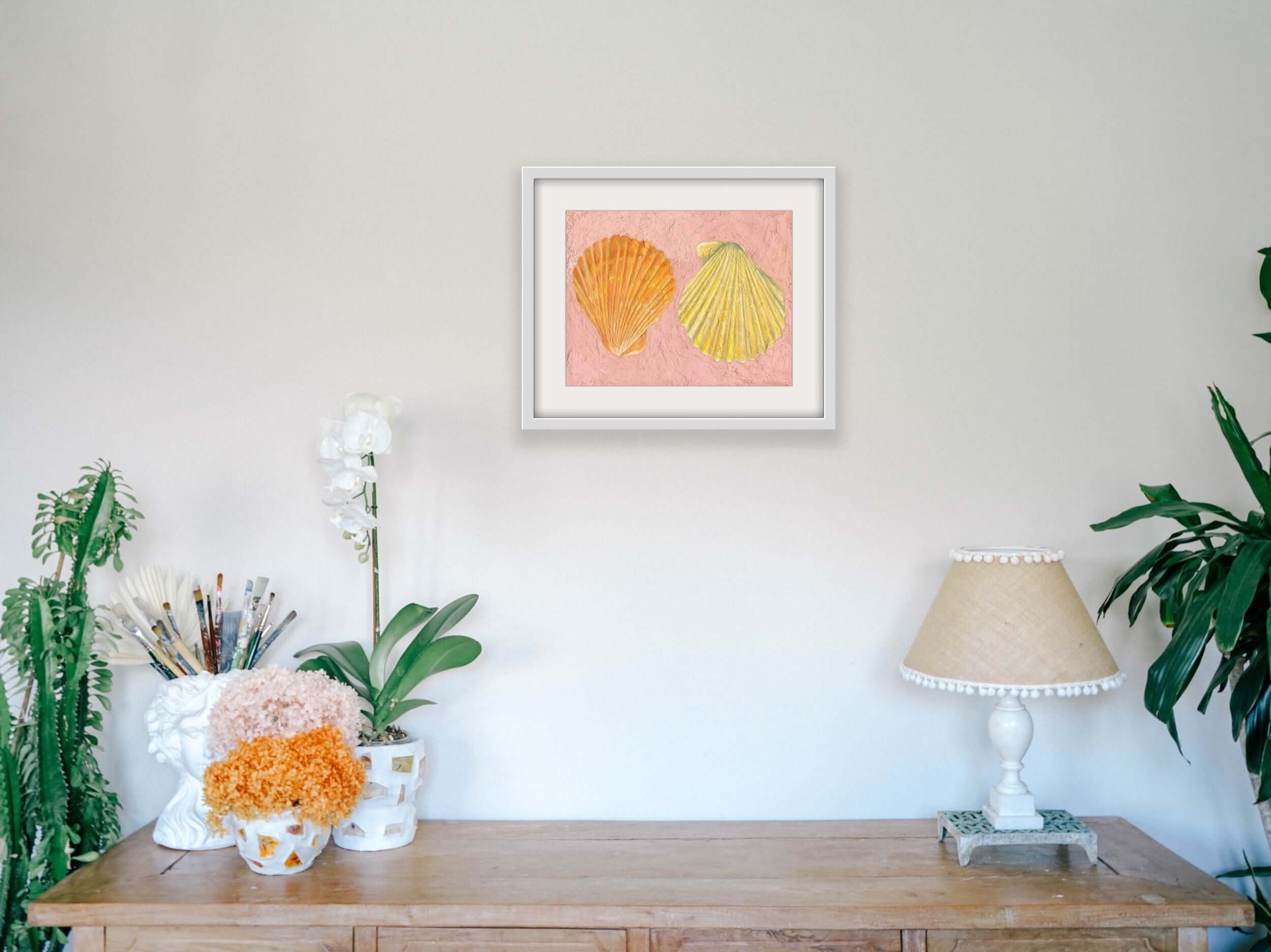 Austral Scallop - Orange Yellow Pink Shells - Hemp Medium