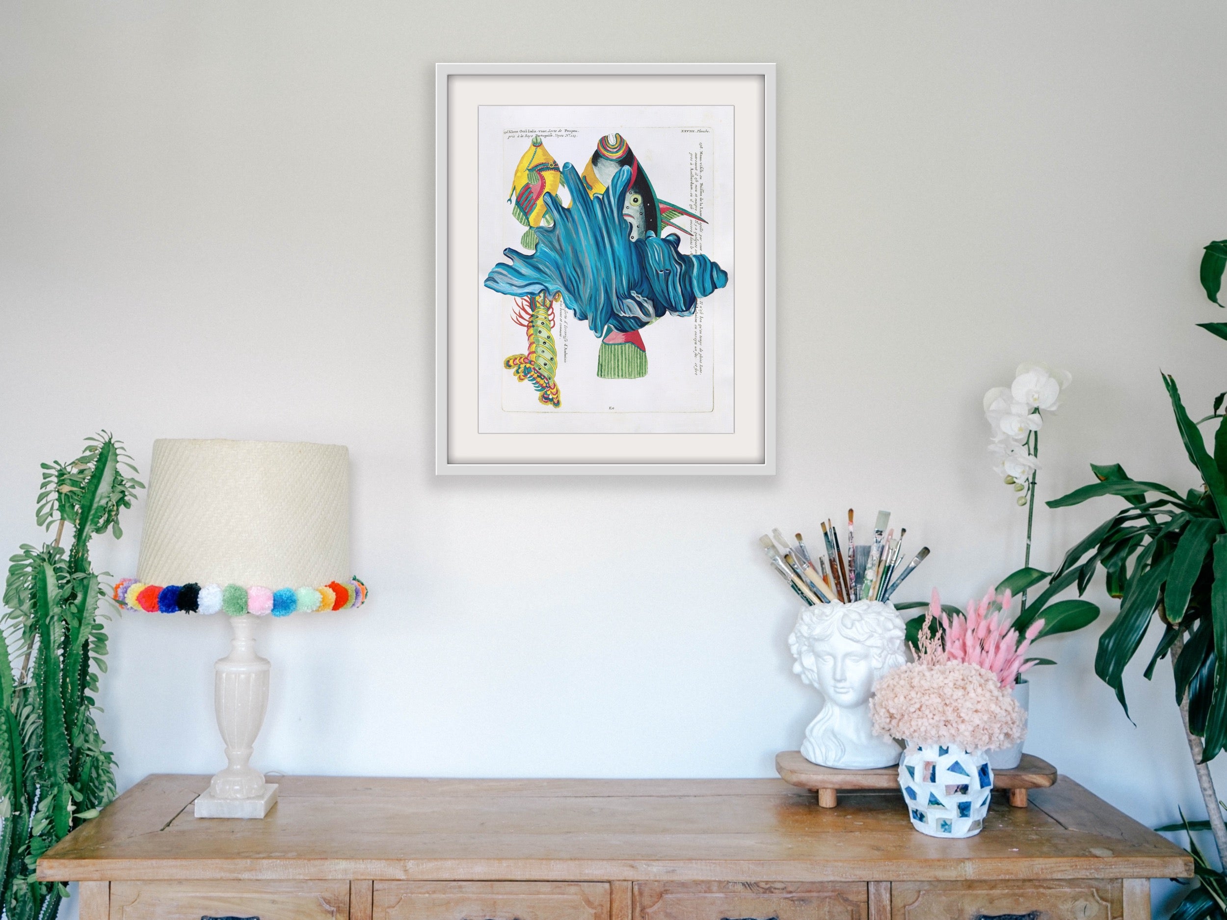 Vintage Natural History Fish Print - Blue Shell - Hemp Large