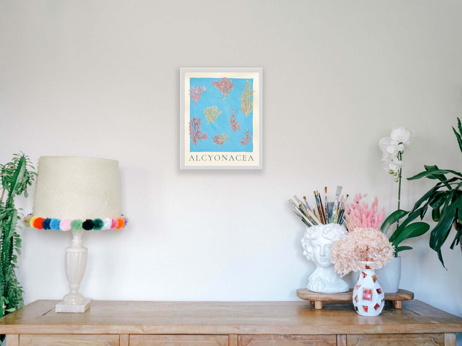 Alcyonacea Coral Poster Print - Blue Pink - Hemp Small