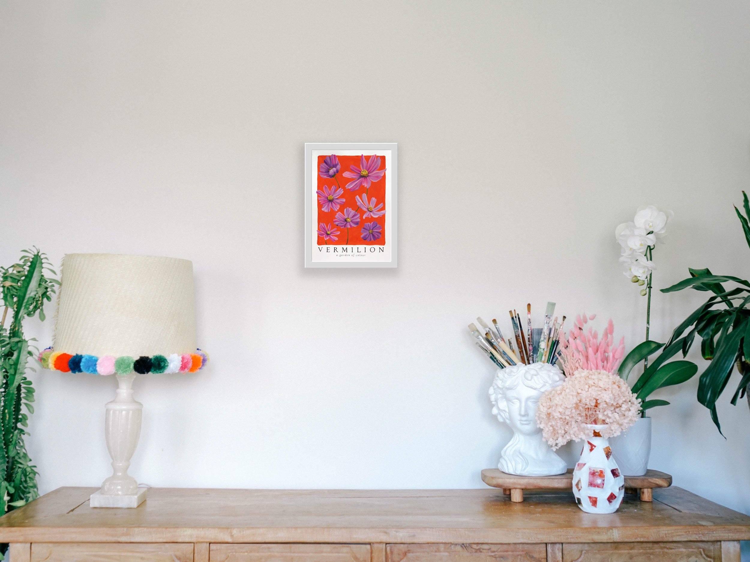 Vermilion and Floral Art Poster - Limited Edition Hemp Small